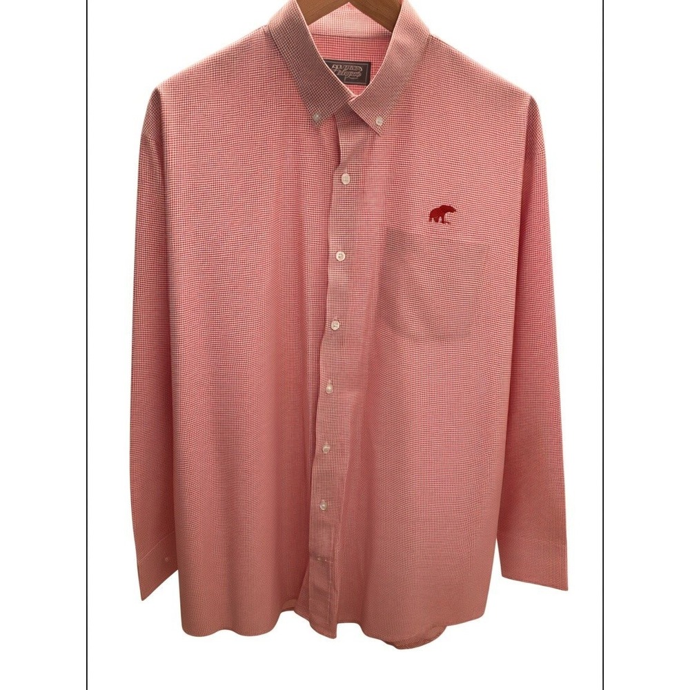 Southern Collegiate Mens Red White Micro Check Elephant Shirt Large Pima Cotton